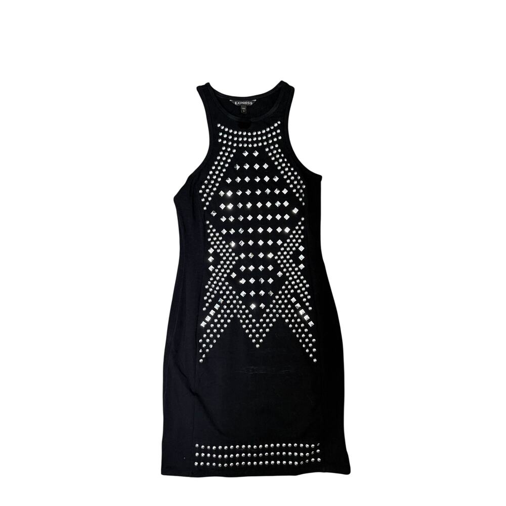 Express Black Rhinestone Studded Bodycon Sleeveless Midi Dress
